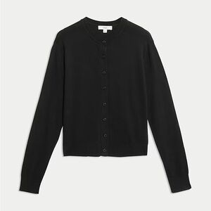 Women’s Classic Black Button-Front Cardigan Sweater m&s